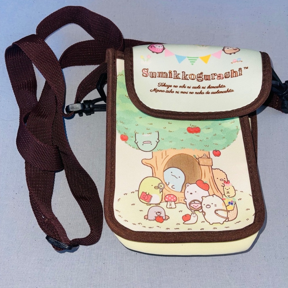 Sumikko Gurashi Forest Friends Crossbody Pouch Canvas Cream Brown Hardware